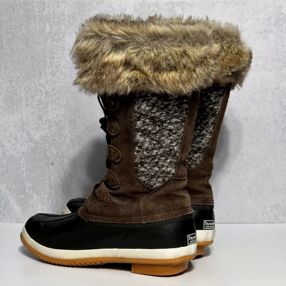BEARPAW 🐻Womens Suede Earth Lace Up Rory Faux Fur Collar Boots Waterproof Siz10 - Picture 4 of 11